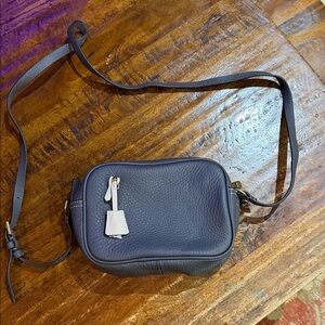 J. Crew Dark Grey Pebbled Leather Crossbody Bag